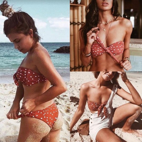 Rust Knot Front Polka Dot Cheeky Bikini - Picture 4 of 8